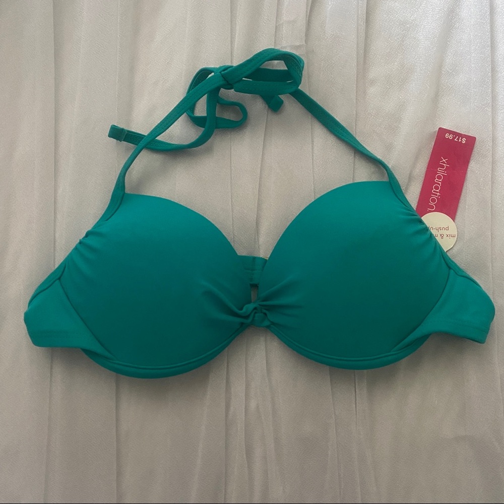 Xhilaration Women’s Teal Halter Bikini Top Size M NWT Push-Up Padded Swimwear